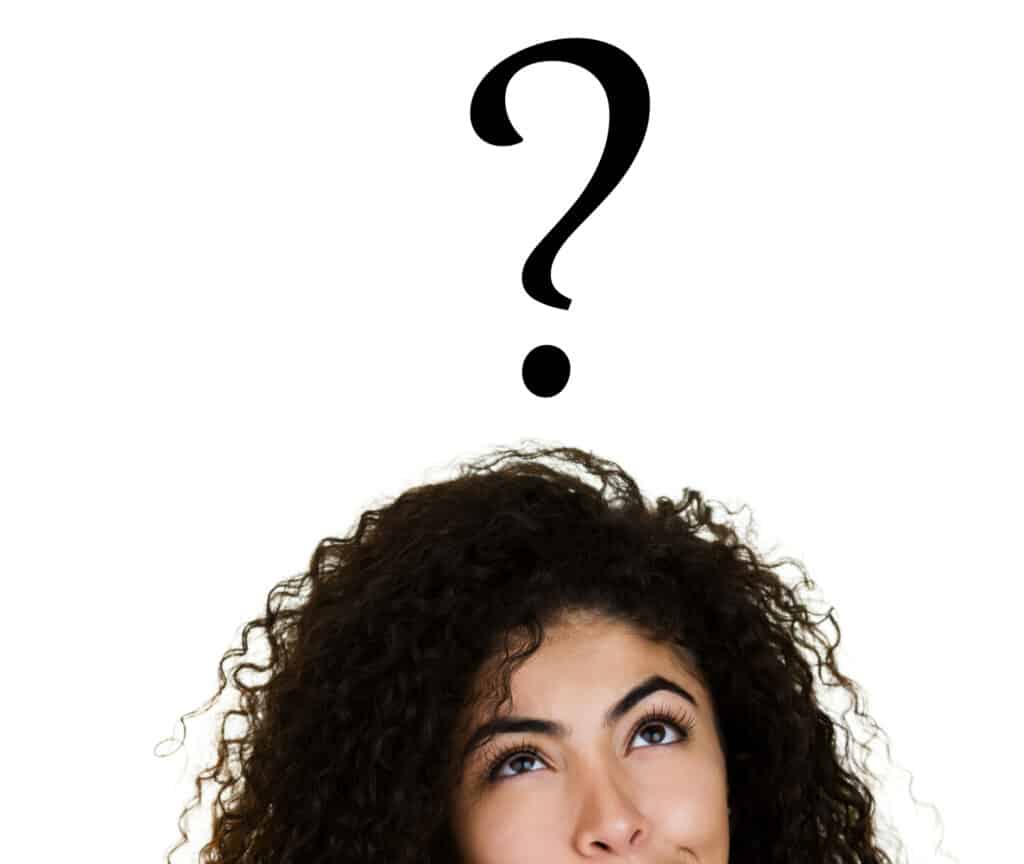 A closeup of a woman with a question mark above her head, pondering 'Why Choose Mana Home Services?'